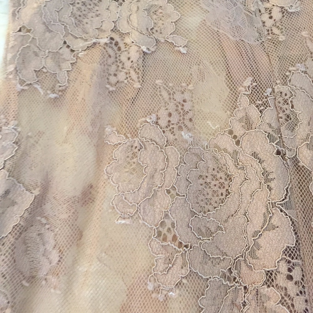 NUDE LACE BANDAGE JUMPSUIT BEIGE CORSET PANTSUIT - Picture 10 of 10